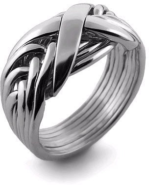 LADIES 8 band STERLING SILVER Puzzle Ring LS-8NX