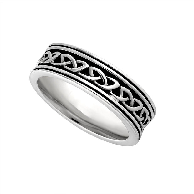 Women's Sterling Silver Oxidized Celtic Knot Wedding Ring S21072 - CladdaghRING.com